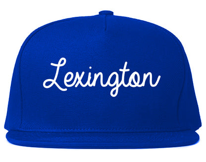 Lexington Nebraska NE Script Mens Snapback Hat Royal Blue