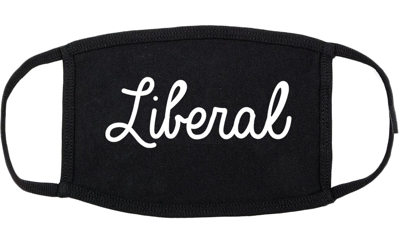Liberal Kansas KS Script Cotton Face Mask Black