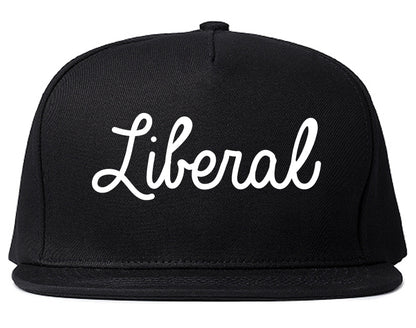 Liberal Kansas KS Script Mens Snapback Hat Black