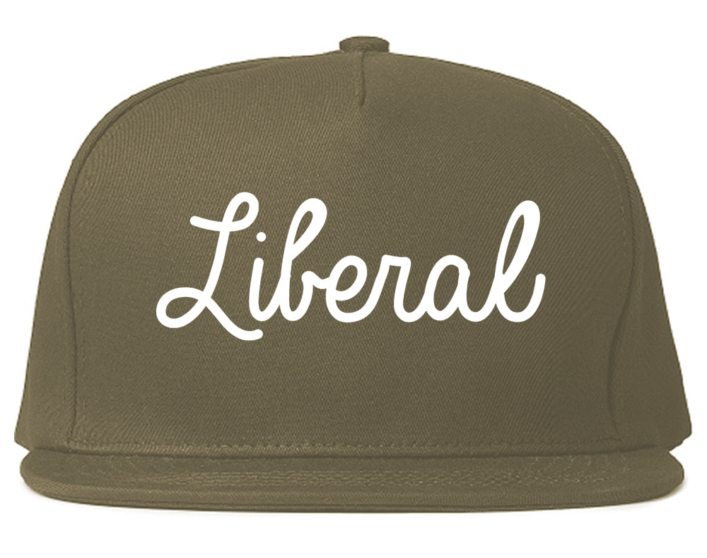 Liberal Kansas KS Script Mens Snapback Hat Grey