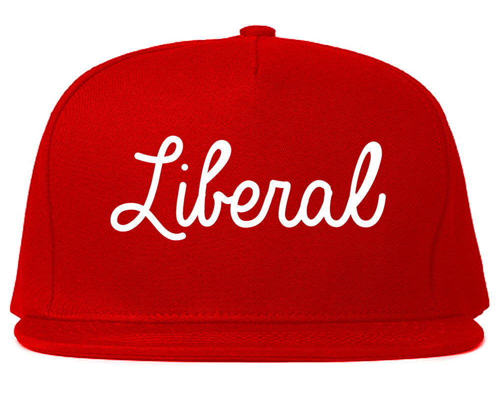 Liberal Kansas KS Script Mens Snapback Hat Red