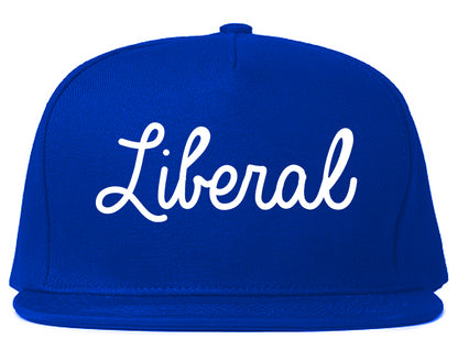 Liberal Kansas KS Script Mens Snapback Hat Royal Blue