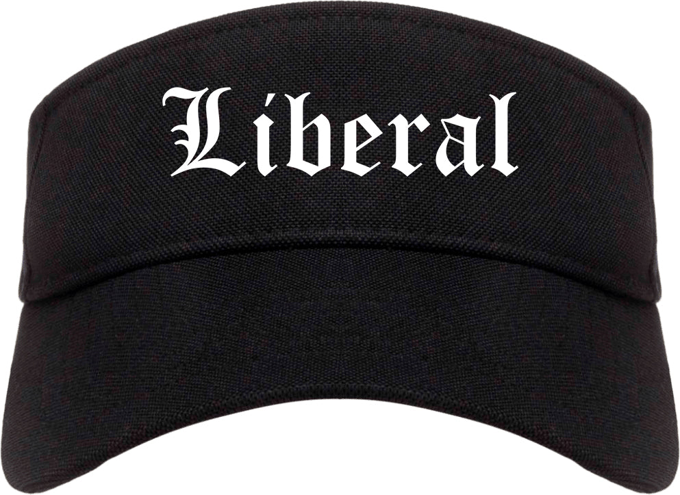 Liberal Kansas KS Old English Mens Visor Cap Hat Black