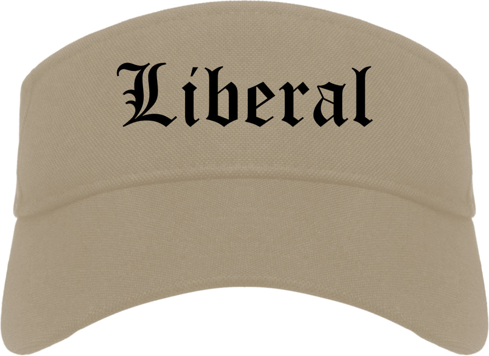 Liberal Kansas KS Old English Mens Visor Cap Hat Khaki
