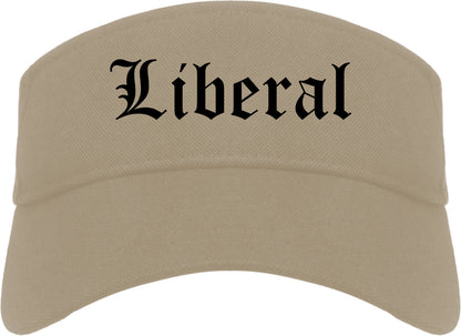 Liberal Kansas KS Old English Mens Visor Cap Hat Khaki