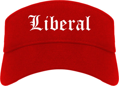 Liberal Kansas KS Old English Mens Visor Cap Hat Red