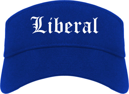 Liberal Kansas KS Old English Mens Visor Cap Hat Royal Blue