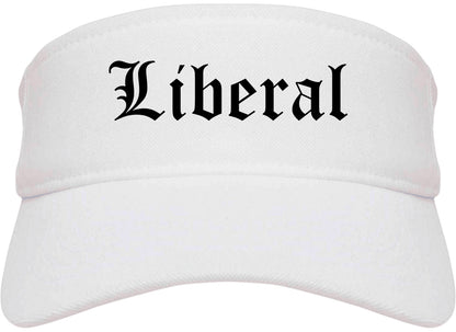 Liberal Kansas KS Old English Mens Visor Cap Hat White