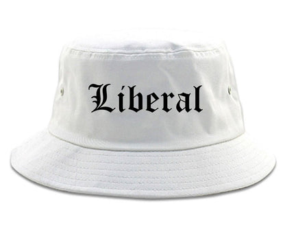 Liberal Kansas KS Old English Mens Bucket Hat White