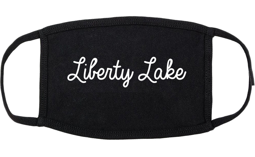 Liberty Lake Washington WA Script Cotton Face Mask Black