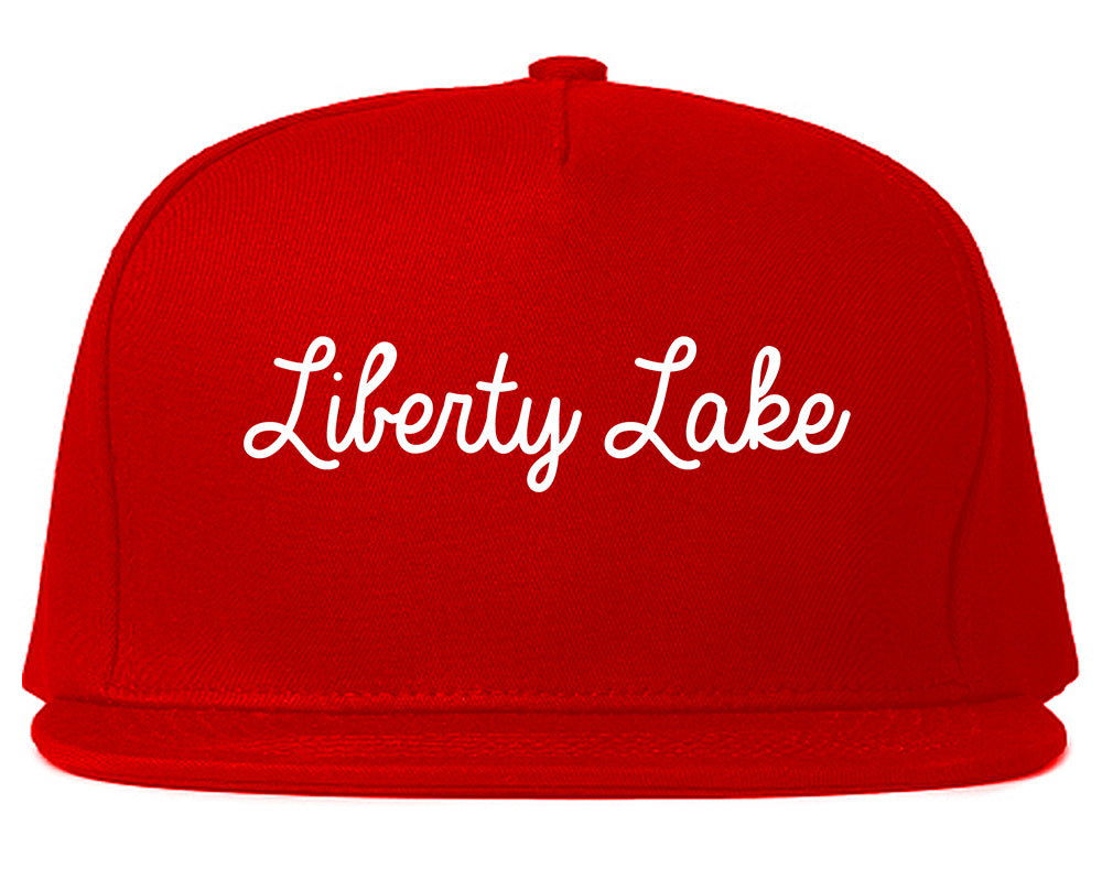 Liberty Lake Washington WA Script Mens Snapback Hat Red