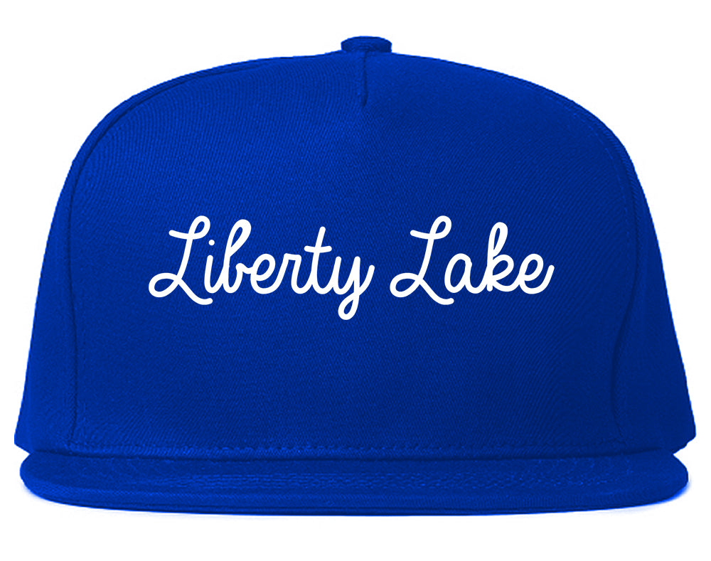 Liberty Lake Washington WA Script Mens Snapback Hat Royal Blue