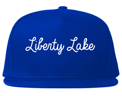 Liberty Lake Washington WA Script Mens Snapback Hat Royal Blue