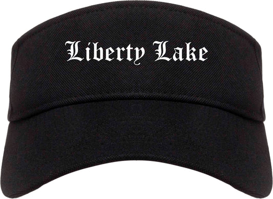 Liberty Lake Washington WA Old English Mens Visor Cap Hat Black