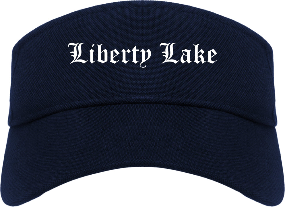 Liberty Lake Washington WA Old English Mens Visor Cap Hat Navy Blue