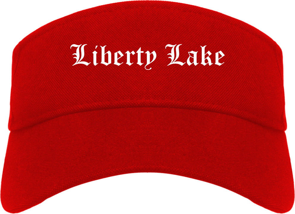 Liberty Lake Washington WA Old English Mens Visor Cap Hat Red