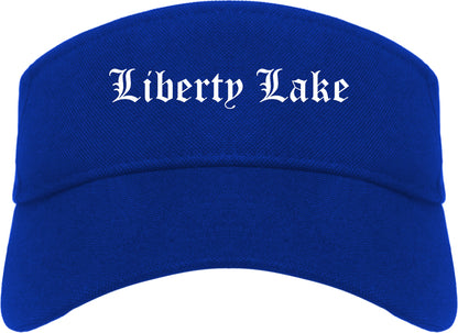 Liberty Lake Washington WA Old English Mens Visor Cap Hat Royal Blue