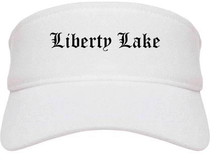 Liberty Lake Washington WA Old English Mens Visor Cap Hat White