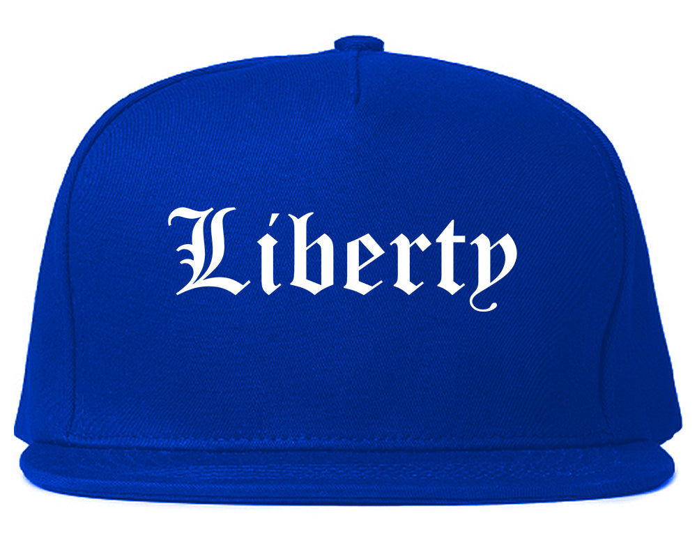 Liberty Missouri MO Old English Mens Snapback Hat Royal Blue