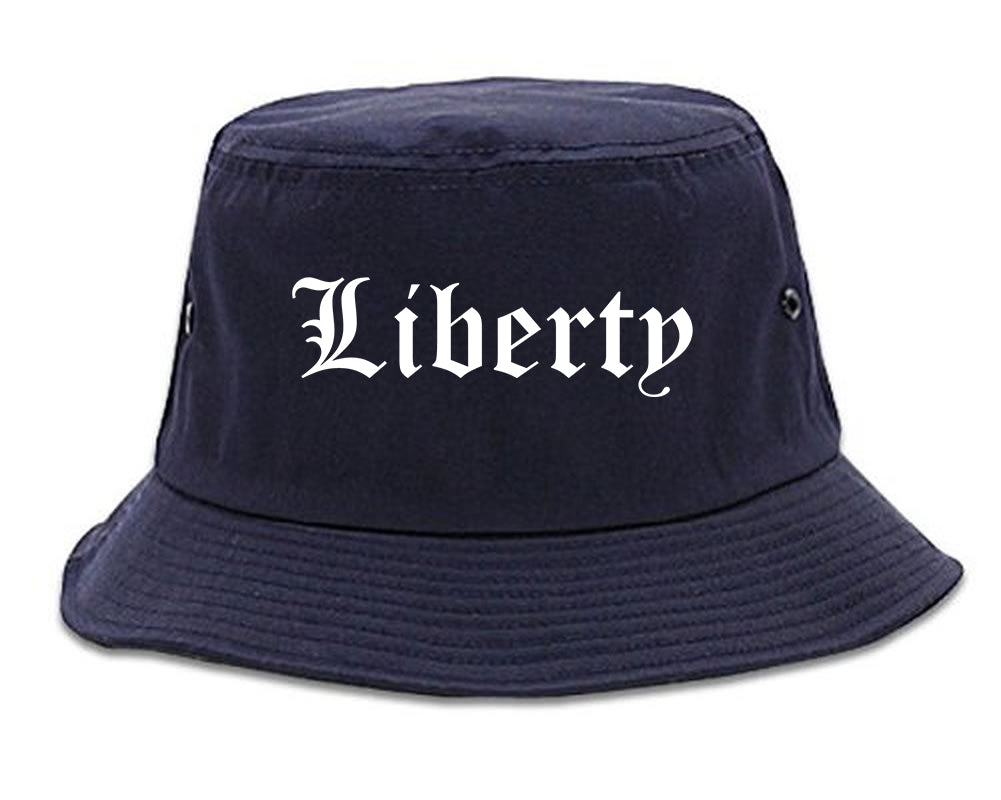 Liberty Missouri MO Old English Mens Bucket Hat Navy Blue