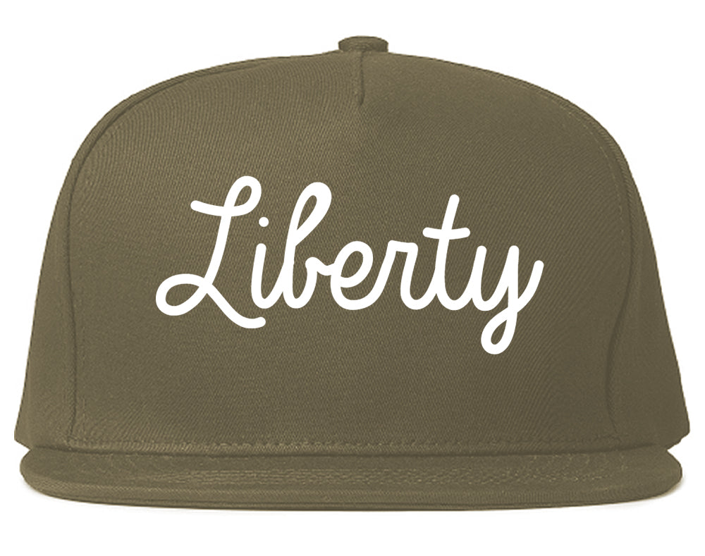 Liberty Missouri MO Script Mens Snapback Hat Grey