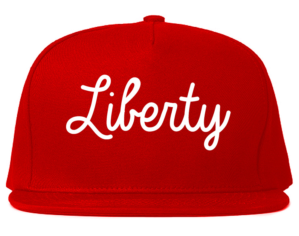 Liberty Missouri MO Script Mens Snapback Hat Red