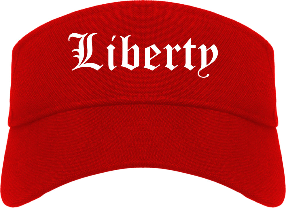 Liberty Missouri MO Old English Mens Visor Cap Hat Red