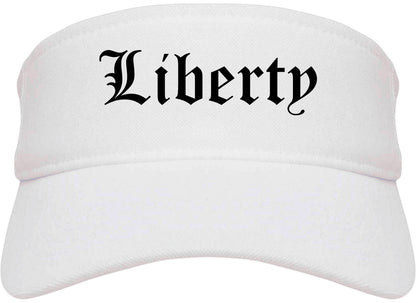 Liberty Missouri MO Old English Mens Visor Cap Hat White