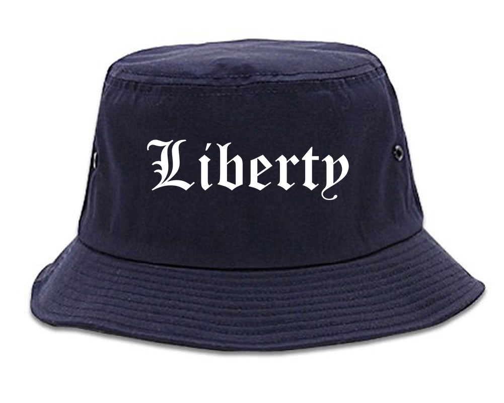 Liberty Texas TX Old English Mens Bucket Hat Navy Blue