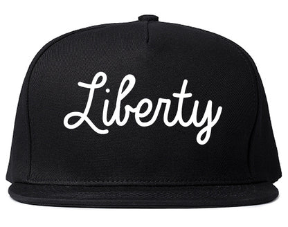 Liberty Texas TX Script Mens Snapback Hat Black