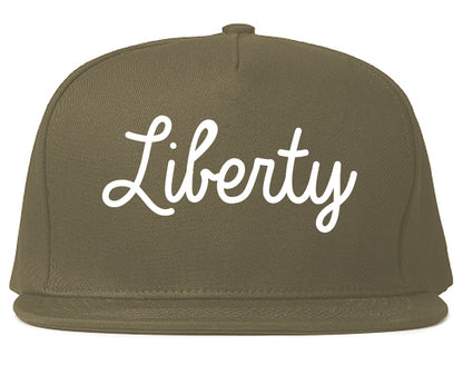 Liberty Texas TX Script Mens Snapback Hat Grey