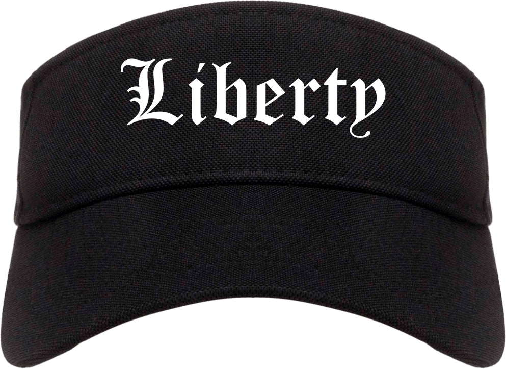 Liberty Texas TX Old English Mens Visor Cap Hat Black