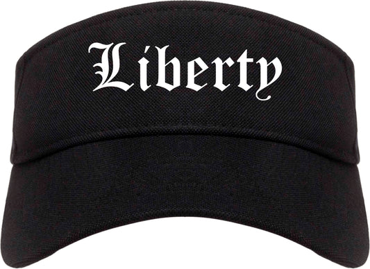 Liberty Texas TX Old English Mens Visor Cap Hat Black