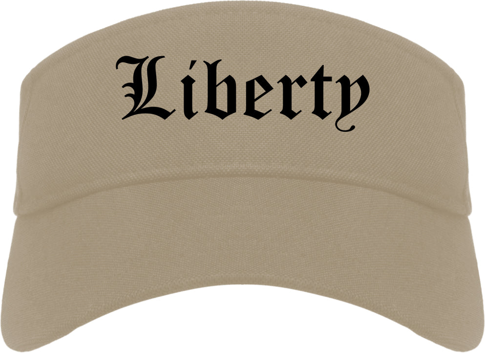 Liberty Texas TX Old English Mens Visor Cap Hat Khaki