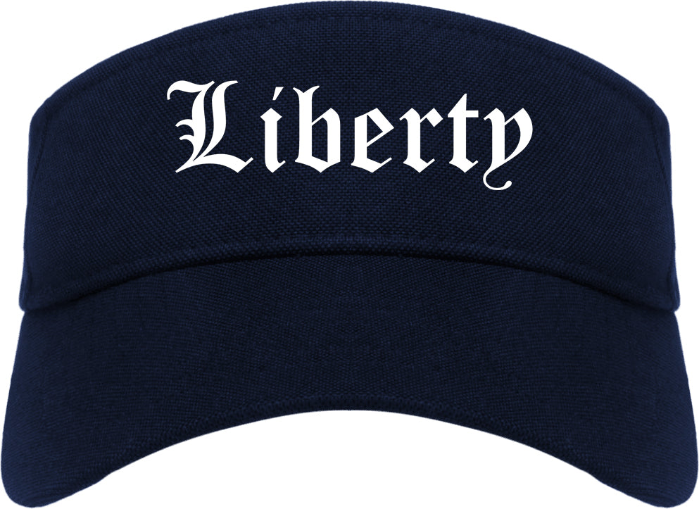 Liberty Texas TX Old English Mens Visor Cap Hat Navy Blue