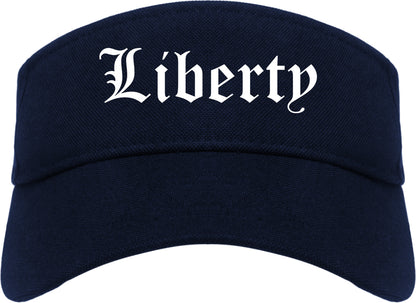 Liberty Texas TX Old English Mens Visor Cap Hat Navy Blue