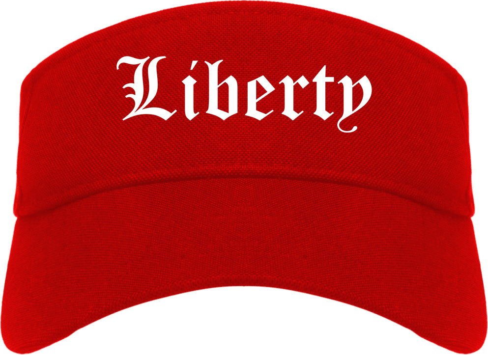 Liberty Texas TX Old English Mens Visor Cap Hat Red