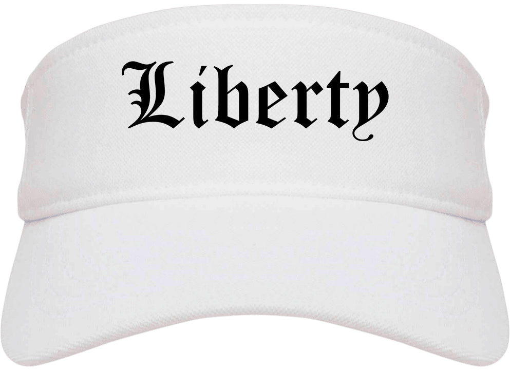 Liberty Texas TX Old English Mens Visor Cap Hat White