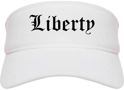 Liberty Texas TX Old English Mens Visor Cap Hat White