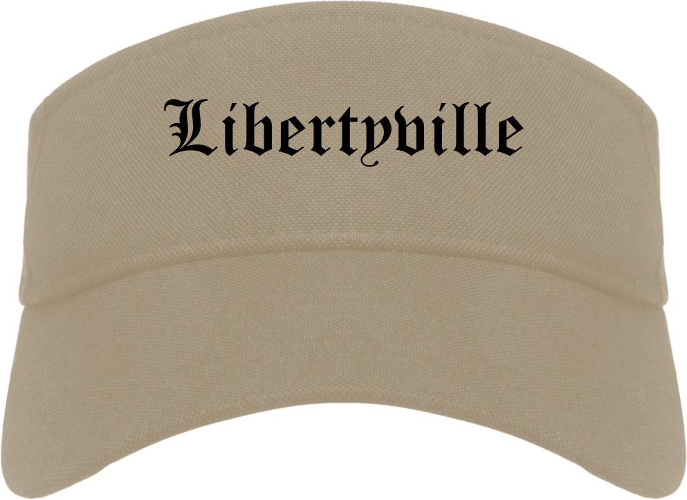 Libertyville Illinois IL Old English Mens Visor Cap Hat Khaki