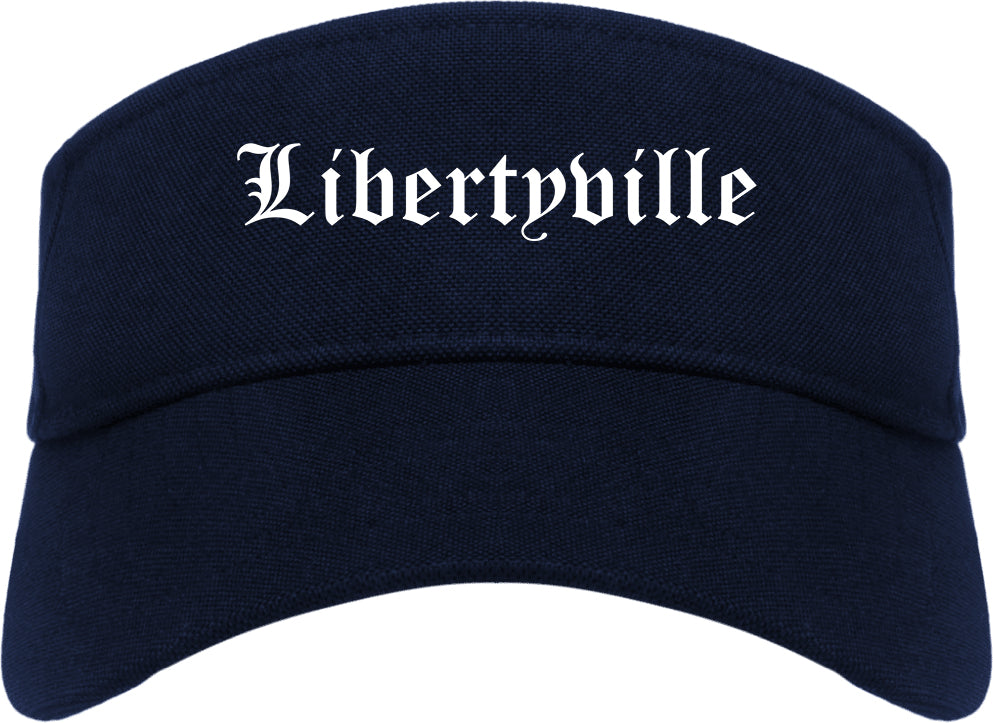 Libertyville Illinois IL Old English Mens Visor Cap Hat Navy Blue