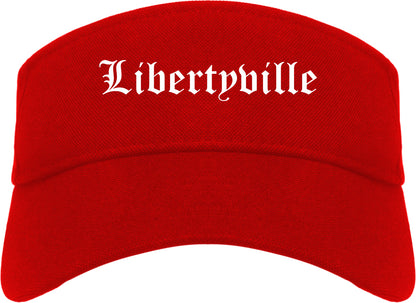 Libertyville Illinois IL Old English Mens Visor Cap Hat Red