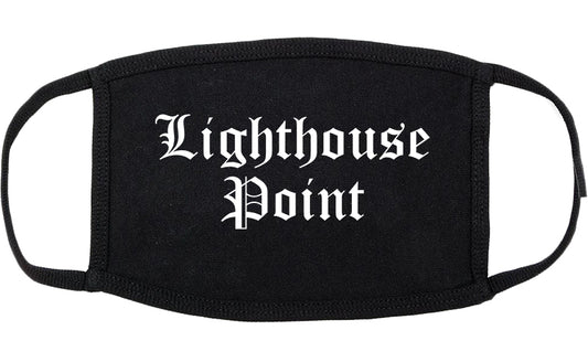 Lighthouse Point Florida FL Old English Cotton Face Mask Black