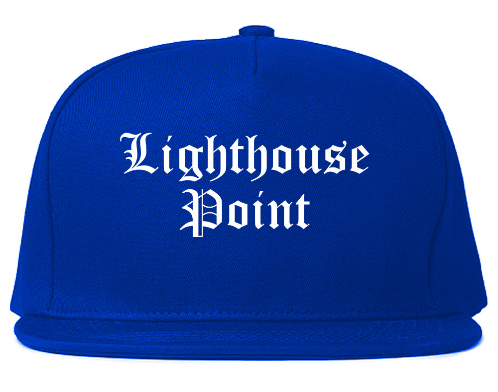 Lighthouse Point Florida FL Old English Mens Snapback Hat Royal Blue