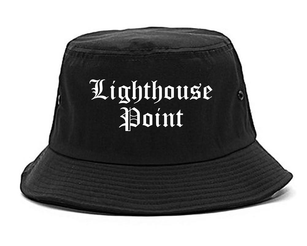 Lighthouse Point Florida FL Old English Mens Bucket Hat Black
