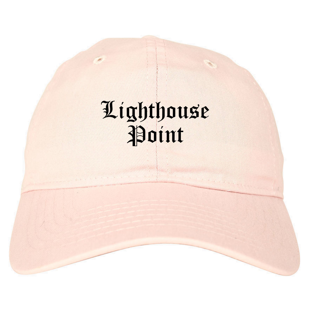 Lighthouse Point Florida FL Old English Mens Dad Hat Baseball Cap Pink