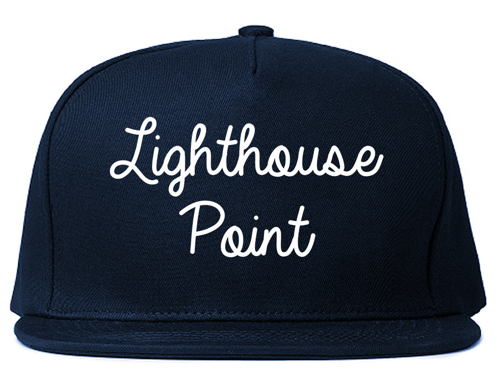 Lighthouse Point Florida FL Script Mens Snapback Hat Navy Blue
