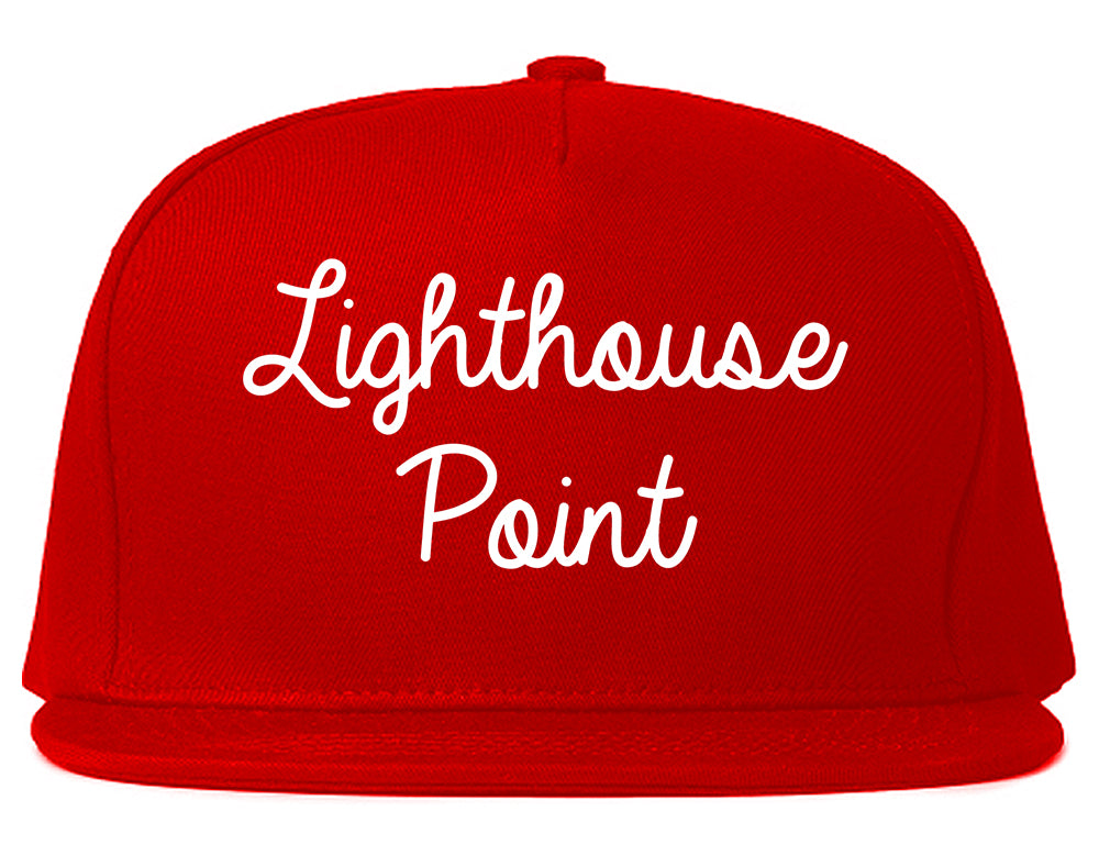 Lighthouse Point Florida FL Script Mens Snapback Hat Red