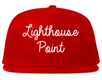 Lighthouse Point Florida FL Script Mens Snapback Hat Red