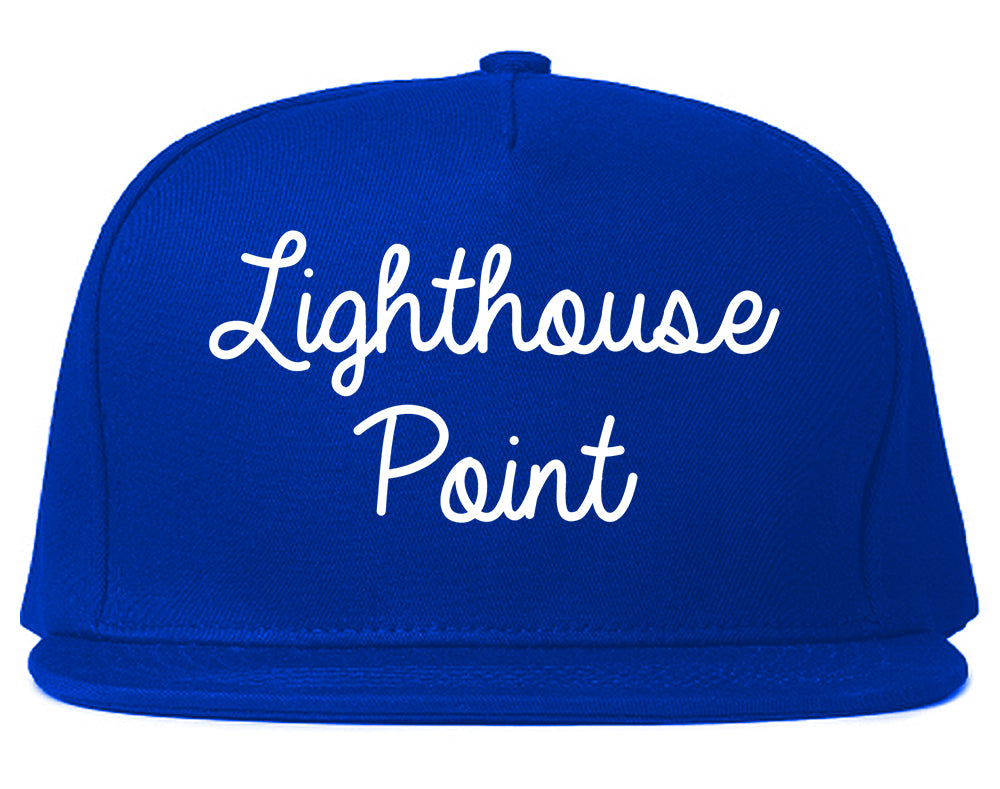 Lighthouse Point Florida FL Script Mens Snapback Hat Royal Blue